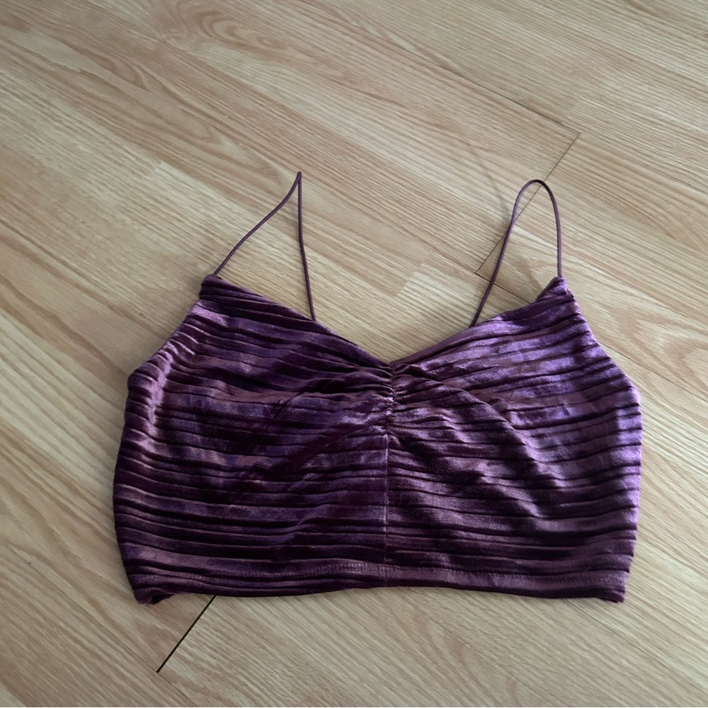 NWT Wild Fable Purple Velvet Sweetheart Cropped Top Medium
